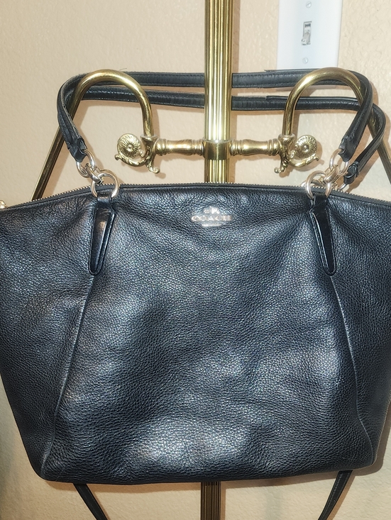 Coach Handbags - Coach Kelsey Black Pebbled Leather Tote with Gold Accents